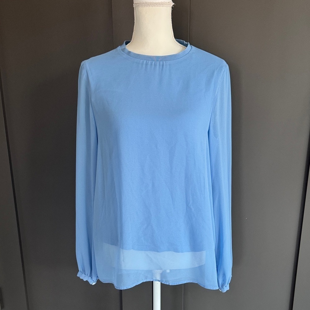Zara Light Blue Long Sleeve Blouse